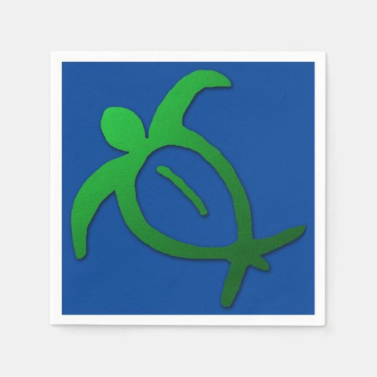 Hawaiian Honu Petroglyph auf Blue Serviette (Vorderseite)