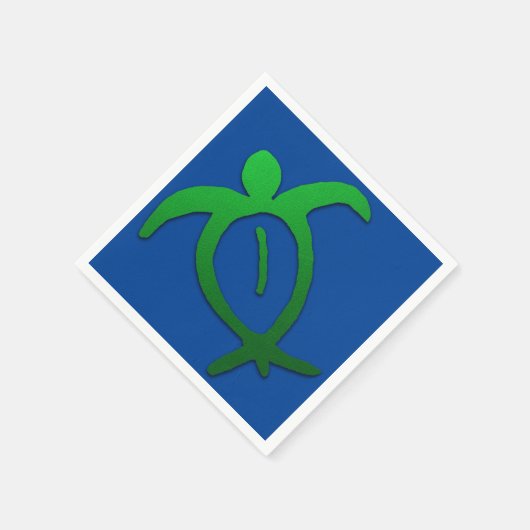 Hawaiian Honu Petroglyph auf Blue Serviette (Ecke)