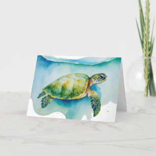 Hawaiian Honu Sea Turtle Ocean Watercolor Dankeskarte