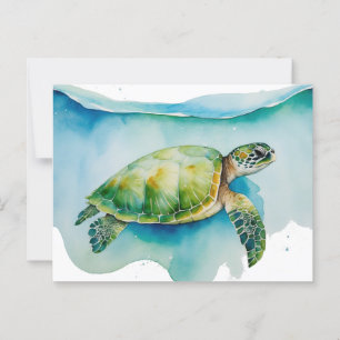 Hawaiian Honu Sea Turtle Ocean Watercolor Postkarte