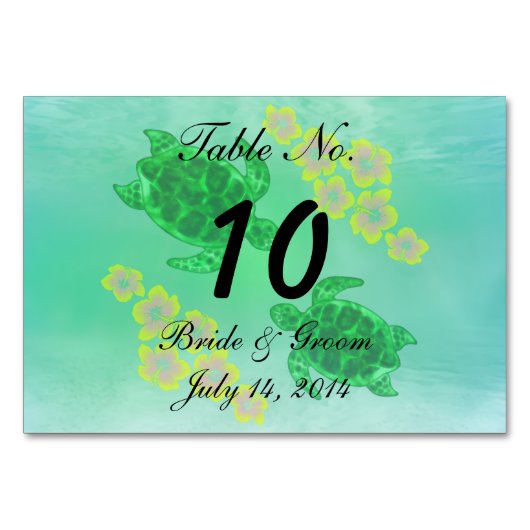 Hawaiian Honu Wedding Tischnummer (Vorderseite)