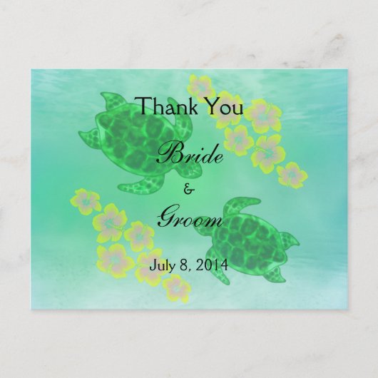 Hawaiian Honu Wedding Vielen Dank Postkarte (Vorderseite)