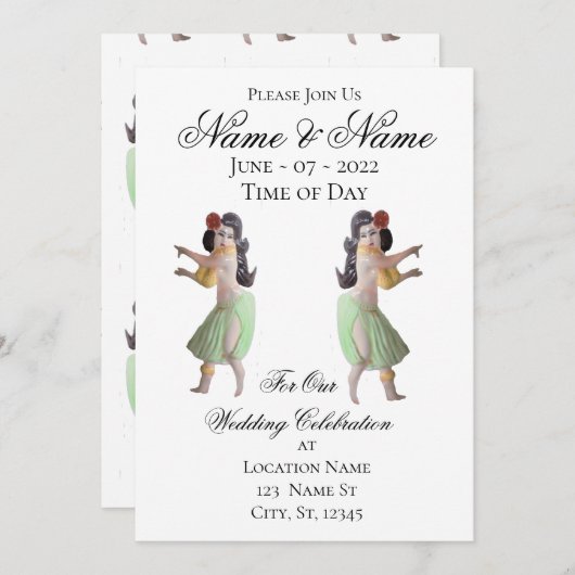 Hawaiian Hula Dancer Thunder_Cove Einladung (Vorne/Hinten)