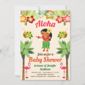 Hawaiian Hula Girl Luau Babydusche Einladung (Vorderseite)