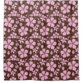 HAWAIIAN HULA (HIBISCUS) BROWN/PINK DUSCHVORHANG (Vorderseite)