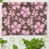 HAWAIIAN HULA (HIBISCUS) BROWN/PINK GESCHIRRTUCH (Gefaltet)