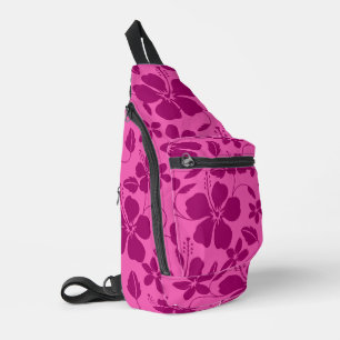 HAWAIIAN HULA (HIBISCUS) IN BURGUNDERWEIN CROSSBODY BAG