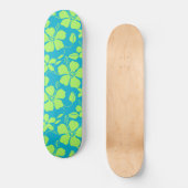 HAWAIIAN HULA (HIBISCUS) TEAL LIME SKATEBOARD (Vorderseite)