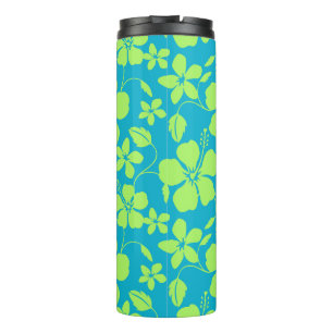 HAWAIIAN HULA (HIBISCUS) TEAL LIME THERMOSBECHER