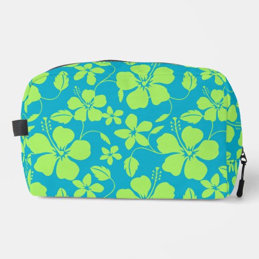 HAWAIIAN HULA (HIBISCUS) TEAL LIME WASCHBEUTEL (Vorderseite)