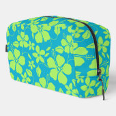 HAWAIIAN HULA (HIBISCUS) TEAL LIME WASCHBEUTEL (Rechte Ecke)