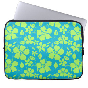 HAWAIIAN HULA (HIBISCUS) TEAL LIMETTE LAPTOPSCHUTZHÜLLE