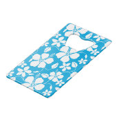 HAWAIIAN HULA (HIBISKUS) BLAU GELDBEUTEL FLASCHENÖFFNER (Rückseite Schrägansicht)