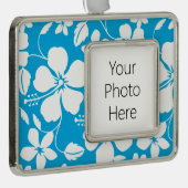 HAWAIIAN HULA (HIBISKUS) BLAU Rahmen-Ornament SILBER (Rechts)