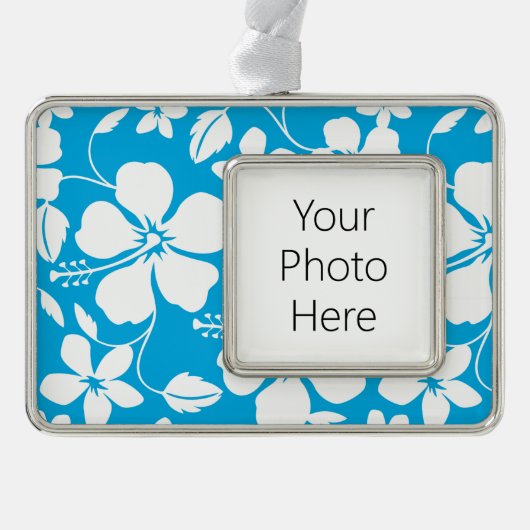 HAWAIIAN HULA (HIBISKUS) BLAU Rahmen-Ornament SILBER (Vorderseite)