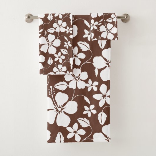 HAWAIIAN HULA (HIBISKUS) BROWN BAD TOWEL SET (Insitu)