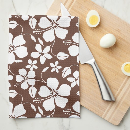 HAWAIIAN HULA (HIBISKUS) BROWN GESCHIRRTUCH (Viertel Falte)
