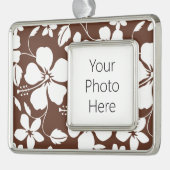 HAWAIIAN HULA (HIBISKUS) BROWN Rahmen-Ornament SILBER (Links)