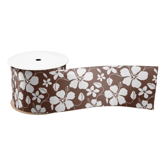 HAWAIIAN HULA (HIBISKUS) BROWN SATIN RIBBON SATINBAND (Spule)