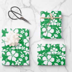 HAWAIIAN HULA (HIBISKUS) GRÜNE GESCHENKPAPIER SET