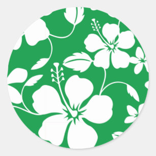 HAWAIIAN HULA (HIBISKUS) GRÜNE RUNDER AUFKLEBER