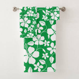 HAWAIIAN HULA (HIBISKUS) GRÜNES BAD TOWEL SET