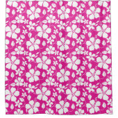 HAWAIIAN HULA (HIBISKUS) HITZPINK DUSCHVORHANG (Vorderseite)