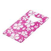 HAWAIIAN HULA (HIBISKUS) HITZPINK GELDBEUTEL FLASCHENÖFFNER (Vorderseite Schrägansicht)