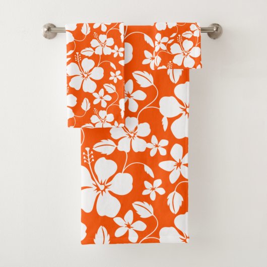 HAWAIIAN HULA (HIBISKUS) LIGHT ORANGE BADHANDTUCH SET (Insitu)