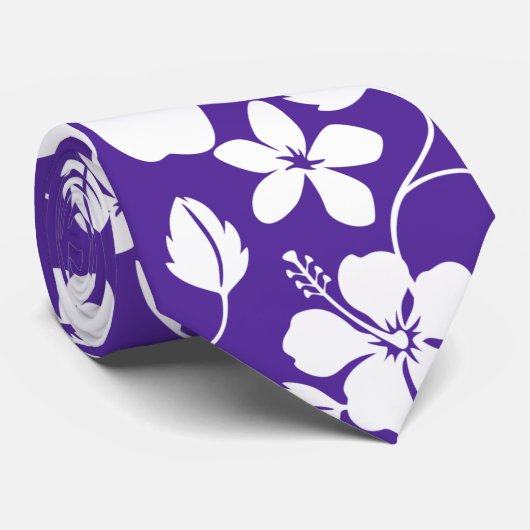 HAWAIIAN HULA (HIBISKUS) LILA NECK TIE KRAWATTE (Gerollt)