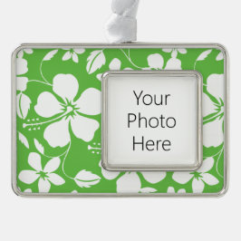 HAWAIIAN HULA (HIBISKUS) LIMON Rahmen-Ornament SILBER