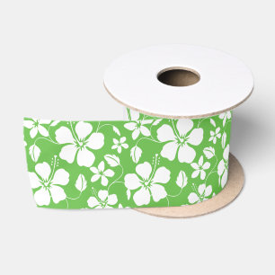 HAWAIIAN HULA (HIBISKUS) LIMON SATIN RIBBON SATINBAND