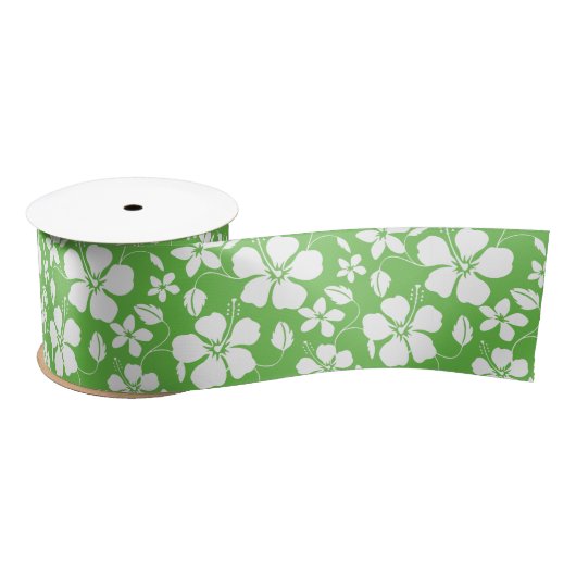 HAWAIIAN HULA (HIBISKUS) LIMON SATIN RIBBON SATINBAND (Spule)