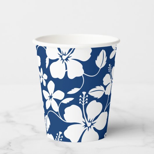 HAWAIIAN HULA (HIBISKUS) NAVY BLUE PAPPBECHER (Vorderseite)