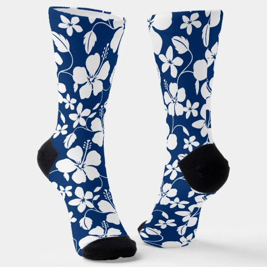 HAWAIIAN HULA (HIBISKUS) NAVY BLUE SOCKEN (Gewinkelt)