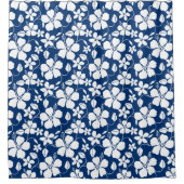 HAWAIIAN HULA (HIBISKUS) NAVY DUSCHVORHANG (Vorderseite)