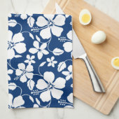 HAWAIIAN HULA (HIBISKUS) NAVY GESCHIRRTUCH (Viertel Falte)