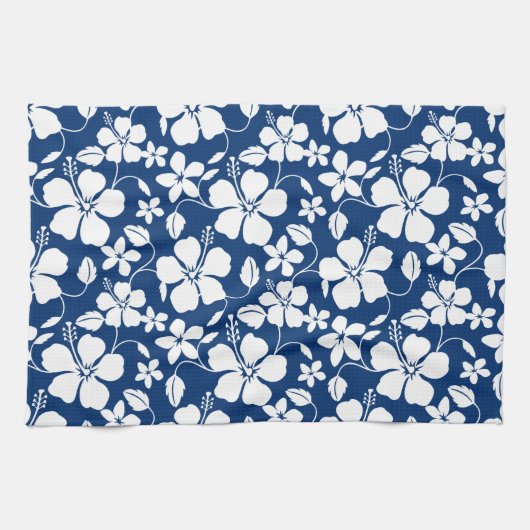 HAWAIIAN HULA (HIBISKUS) NAVY GESCHIRRTUCH (Horizontal)