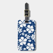 HAWAIIAN HULA (HIBISKUS) NAVY LUGGAGE TAG GEPÄCKANHÄNGER (Vorderseite vertikal)