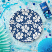 HAWAIIAN HULA (HIBISKUS) NAVY PAPPTELLER (Party)