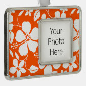 HAWAIIAN HULA (HIBISKUS) ORANGE Rahmen-Ornament SILBER (Rechts)