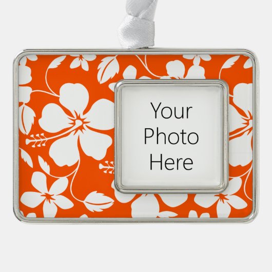 HAWAIIAN HULA (HIBISKUS) ORANGE Rahmen-Ornament SILBER (Vorderseite)