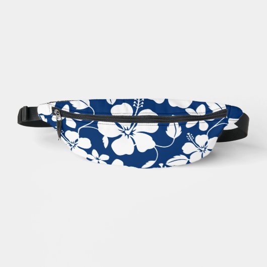 HAWAIIAN HULA (HIBISKUS) PATTER IN NAVY BLUE BAUCHTASCHE (Vorderseite)