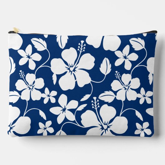 HAWAIIAN HULA (HIBISKUS) PATTER IN NAVY BLUE ZUBEHÖRTASCHE (Vorderseite)