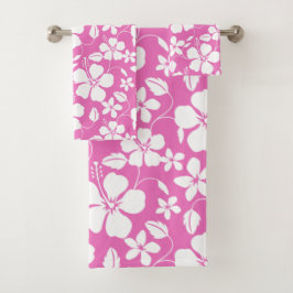 HAWAIIAN HULA (HIBISKUS) PINK BATH TOWEL SET