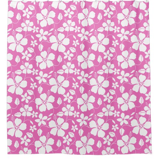 HAWAIIAN HULA (HIBISKUS) PINK DUSCHVORHANG (Vorderseite)