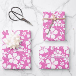 HAWAIIAN HULA (HIBISKUS) PINK GESCHENKPAPIER SET
