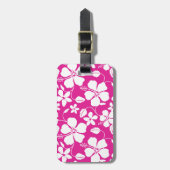 HAWAIIAN HULA (HIBISKUS) PINK LUGGAGE TAG GEPÄCKANHÄNGER (Vorderseite vertikal)