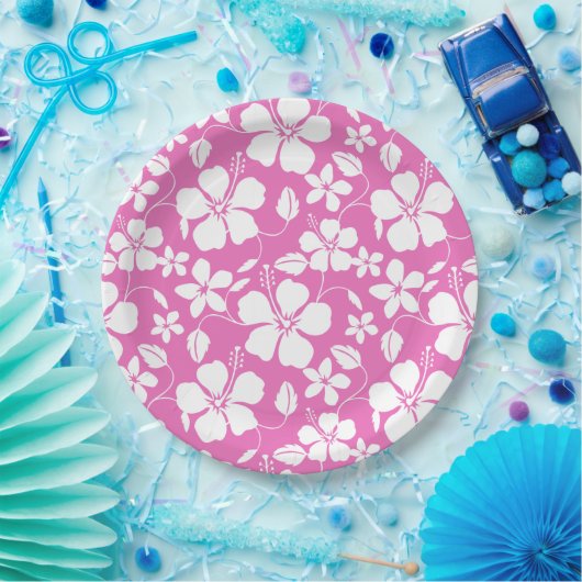 HAWAIIAN HULA (HIBISKUS) PINK PAPPTELLER (Party)