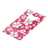 HAWAIIAN HULA (HIBISKUS) RED GELDBEUTEL FLASCHENÖFFNER (Vorderseite Schrägansicht)